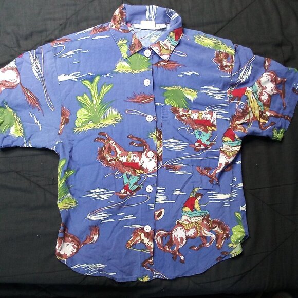 Vintage Camp Anderson California Cowboys Hawaiian Shirt - Picture 2 of 6
